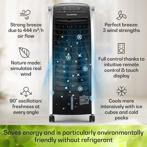 Klarstein Maxfresh Fan Air Cooler Humidifier 4-in-1 Function Oscillation 6L Water Tank 55W Timer Function - Image 3