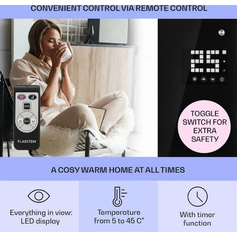 Klarstein Bornholm Curved Convection Heater Thermostat Timer 2000W - Image 3