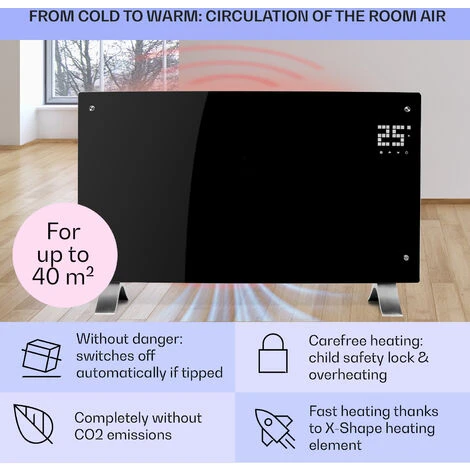 Klarstein Bornholm Curved Convection Heater Thermostat Timer 2000W - Image 4