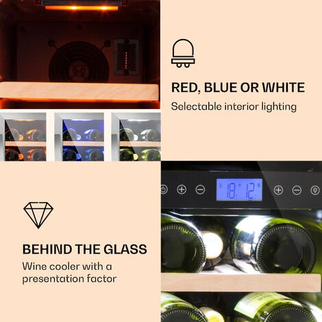 Klarstein Vinovilla 17 Built-In Duo Two-Zone Wine Fridge 53l 17 Bottles 3-Colour Glass Door - Image 3