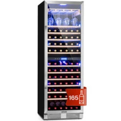 Klarstein Vinovilla Grande 165 Built-in Duo Wine Fridge 425l 165 Bottles 3-colour Glass Door