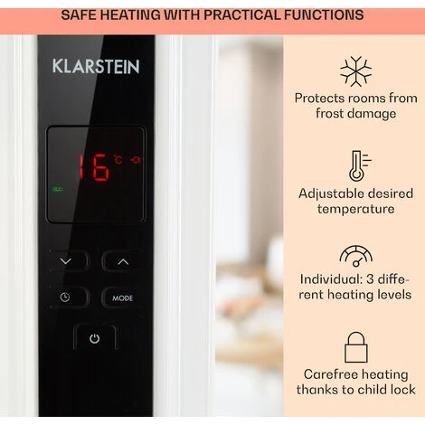 Klarstein Thermaxx 2500 Oil Radiator 2500W 5-35 ° C 24h Timer White / Black - Image 4