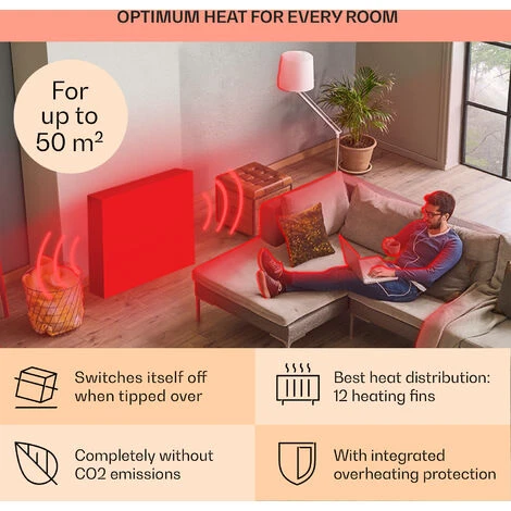 Klarstein Thermaxx 2500 Oil Radiator 2500W 5-35 ° C 24h Timer White / Black - Image 5