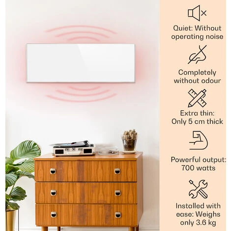 Klarstein Wonderwall Smart Infrared Heating 100x30cm App Control 300W Weekly Timer IP24 - Image 2