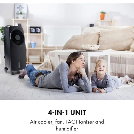 Klarstein Rotator Air Cooler 4-in-1 110W 396m³ / H 3 Wind Strengths Remote Control Black - Image 2
