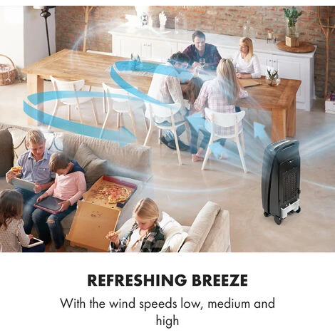 Klarstein Rotator Air Cooler 4-in-1 110W 396m³ / H 3 Wind Strengths Remote Control Black - Image 3