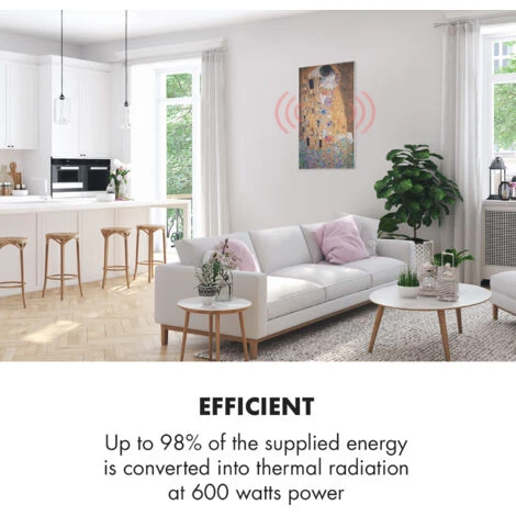 Klarstein Wonderwall Air Art Kiss Infrared Heater 101x60cm 600W Wall Installation Remote Control - Image 2