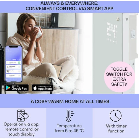 Klarstein Bornholm Smart Convection Heater 200 W WiFi LED Display Timer IP24 - Image 3