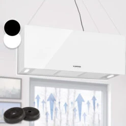 Klarstein Kronleuchter XL Kitchen Island Extractor Hood 90cm Recirculation 590m³/h LED Touchscreen White