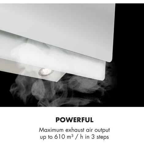 Klarstein Aurica 90 Cooker Hood 90 Cm 600 M³/h LED Touch Glass White - Image 3