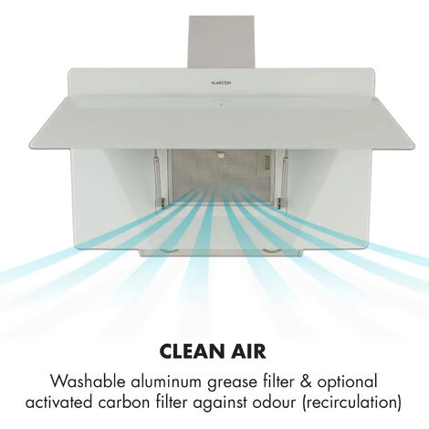 Klarstein Aurica 90 Cooker Hood 90 Cm 600 M³/h LED Touch Glass White - Image 5