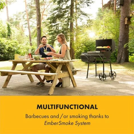 Klarstein Beef Brisket Smoker Grill Thermometer Wheels Black - Image 2