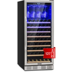 Klarstein Vinovilla Grande 127 Built-in Uno Large Capacity Wine Refrigerator 320 Litres 127 Bottles LED Stainless Steel