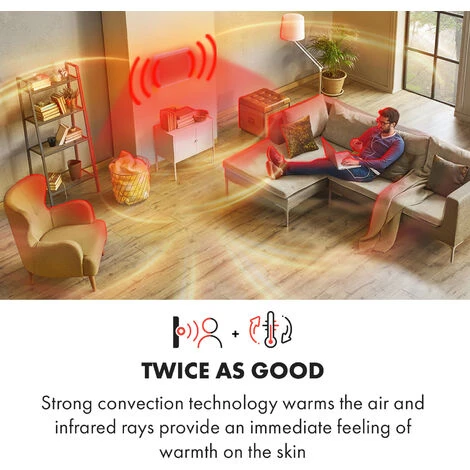 Klarstein Hot Spot Slimcurve Double Wave, 2-in-1 Heater, 1000W, Weekly Timer, Black - Image 2