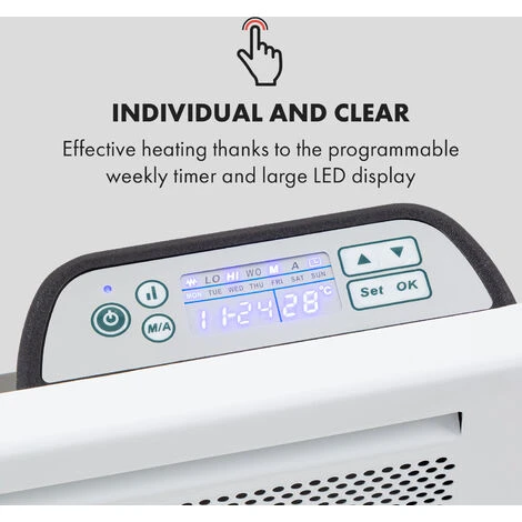 Klarstein Hot Spot Slimcurve Double Wave, 2-in-1 Heater, 1000W, Weekly Timer, Black - Image 4