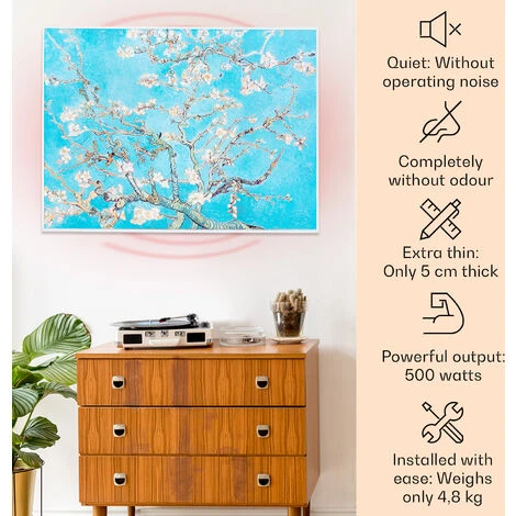 Klarstein Wonderwall Air Art Smart Infrared Heater 80x60cm 500W Flowers - Image 2