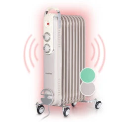 Klarstein Thermaxx Retroheat Oil Radiator 2000W Floor Rollers Taupe