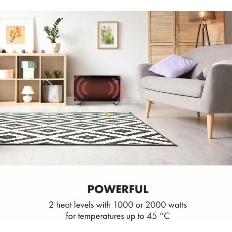 Klarstein Bornholm, Curved Smart, Convection Heater, 2000W, App Control, Black - Image 2