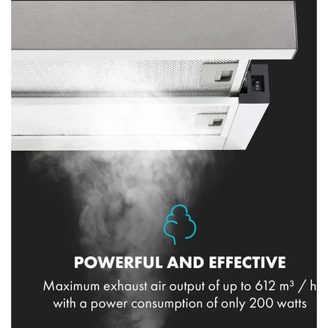 Klarstein Viola Extractor Hood Stainless Steel 59.6 Cm 612m³ / H EEC A Silver - Image 4