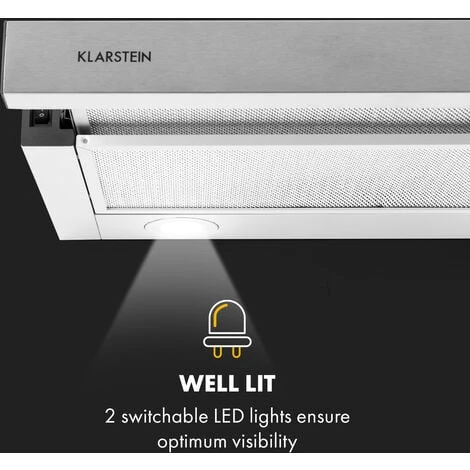 Klarstein Viola Extractor Hood Stainless Steel 59.6 Cm 612m³ / H EEC A Silver - Image 5