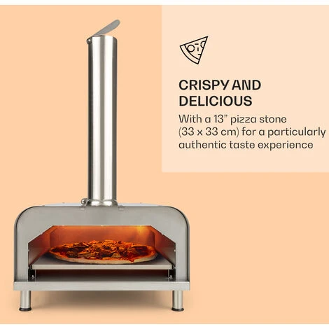 Klarstein Diavolo, Pizza Pellet Oven, Includes Pizza Stone, Thermometer, Stainless Steel - Image 3