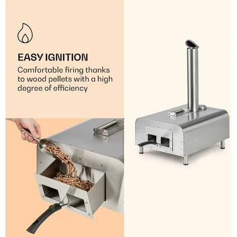 Klarstein Diavolo, Pizza Pellet Oven, Includes Pizza Stone, Thermometer, Stainless Steel - Image 4