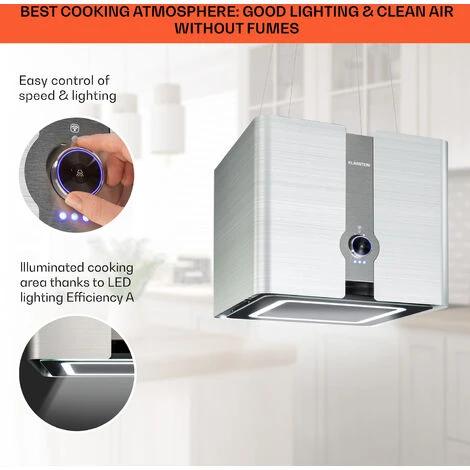 Klarstein Futurelight Smart Island Bonnet Recirculation 420m³/h LED Stainless Steel - Image 4