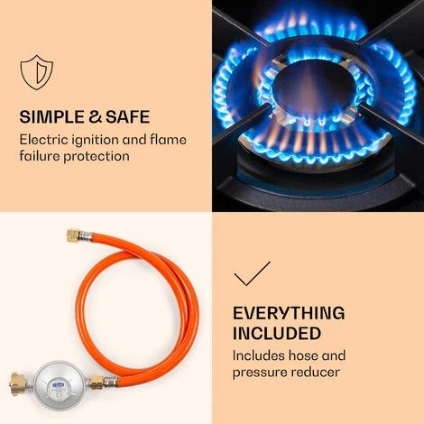 Klarstein Goldflame Gas Hob 1 Wok Burner Glass Ceramic - Image 5