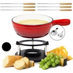 Klarstein Holsten Fondue Set Pot Stove Burner 6 Forks 1.5 L Cast Iron