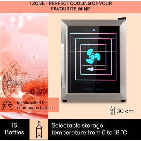 Klarstein Vinamour 16 Uno Wine Fridge 16 Bottles/42 Litres 5-18°C 41dB Glass - Image 3