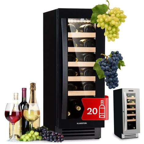 Klarstein Vinovilla 20 Built-In Wine Fridge 50l / 20 Bottles Glass Door Stainless Steel