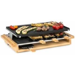 Klarstein Tournedo, Raclette, 1200W, Cast Aluminium, 8 People, Wood Decor