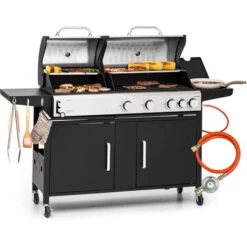 Klarstein Kingsville 4.1 Combo Grill Gas + Coal 13.7 KW 4+1 Burners Height Adjustable