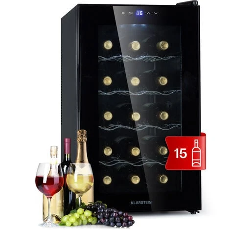 Klarstein Barolo 15 Uno Wine Fridge 48 Ltr 15 Bottles 11-18°C SingleZone