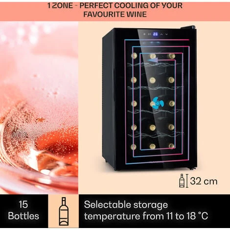 Klarstein Barolo 15 Uno Wine Fridge 48 Ltr 15 Bottles 11-18°C SingleZone - Image 3