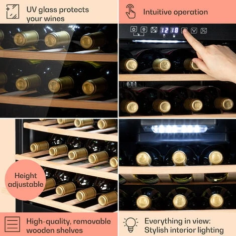 Klarstein Barossa 29 Duo Wine Refrigerator 29 Bottles 80 Litres 2 Zones Push-button Control - Image 5