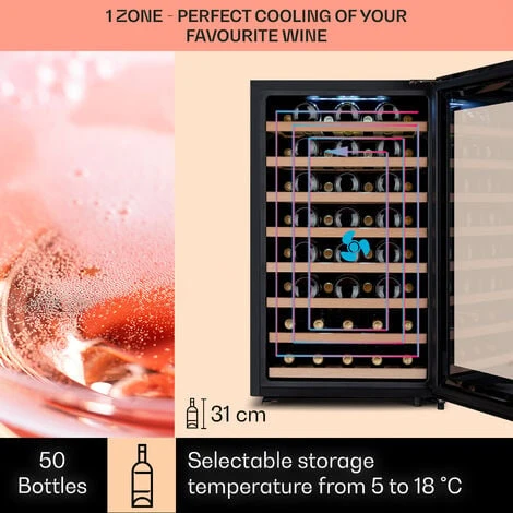 Klarstein Barossa 50 Uno Wine Refrigerator 1 Zone 120 Litres / 50 Bottles Touch Display - Image 3