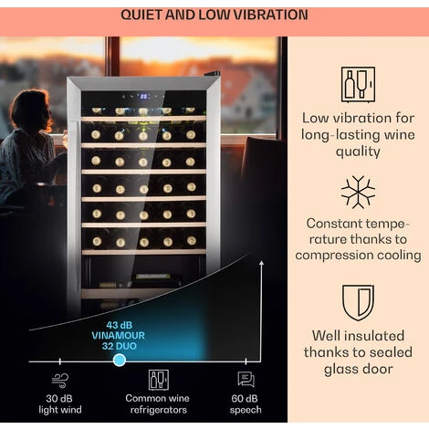 Klarstein Vinamour 32 Uno Wine Fridge 1 Zone 95 L / 36 Bottles 4-18°C Touch - Image 4