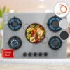 Klarstein Firetale Gas Hob 5-Burner 70 Cm Aluminium Burner Natural Gas/Propane Incl. Hose And Pressure Reducer